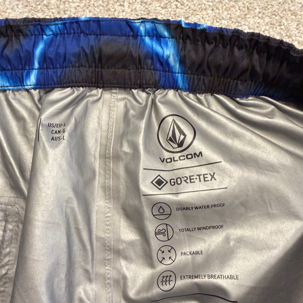 Volcom Gore-Tex Pants Mens Large Travis Spinks Black Blue Lightning Bolt NWOT - Picture 2 of 10